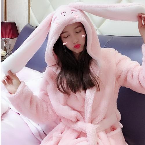 Women's Hooded Bathrobe with Large Ears - Image 2