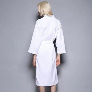 Women's White Cotton Bathrobe