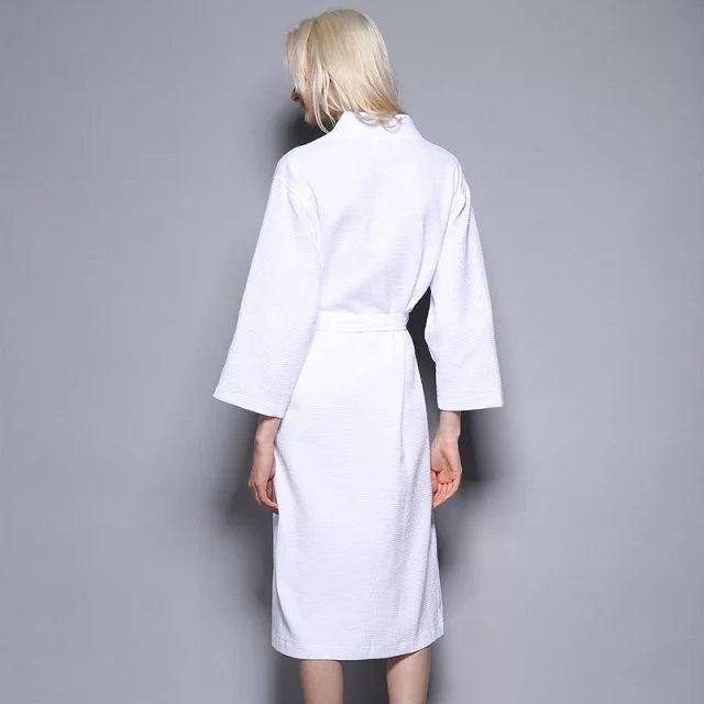 Women's White Cotton Bathrobe