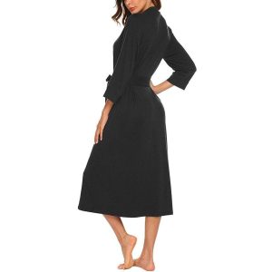 women's black cotton bathrobe
