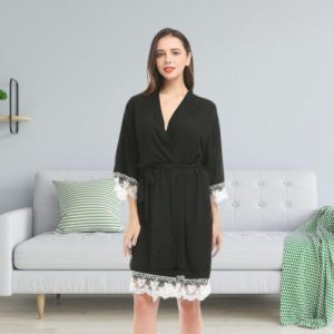 Women's Short Black Robe