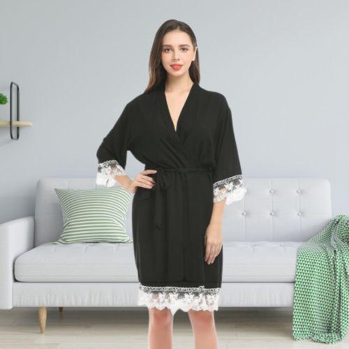 Women's Short Black Robe - Image 2