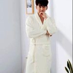 Men's White Fleece Bathrobe