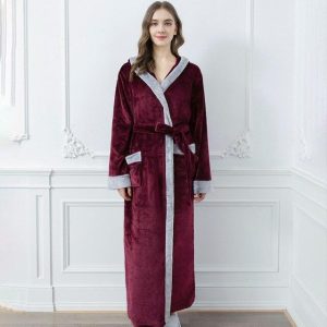 Women's Burgundy Bathrobe