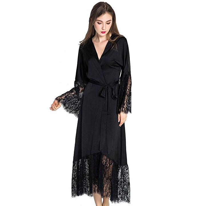 Long Black Lace Robe - Image 2