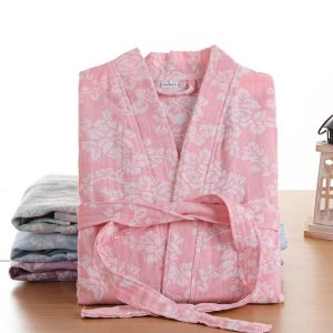 Women's Pink Cotton Bathrobe