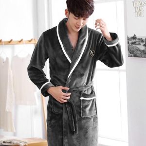 Women's Black Fleece Bathrobe