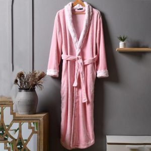 Women's Pink Fleece Bathrobe