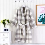 Women's White Plaid Flannel Robe