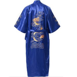 Women's Blue Japanese Satin Robe