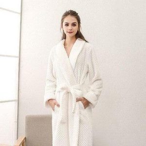 Women's Long White Bathrobe