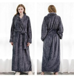 Women's Long Grey Bathrobe