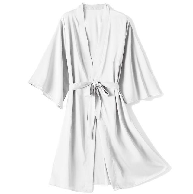 Women's White Satin Robe