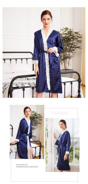 Dark Blue Satin Robe