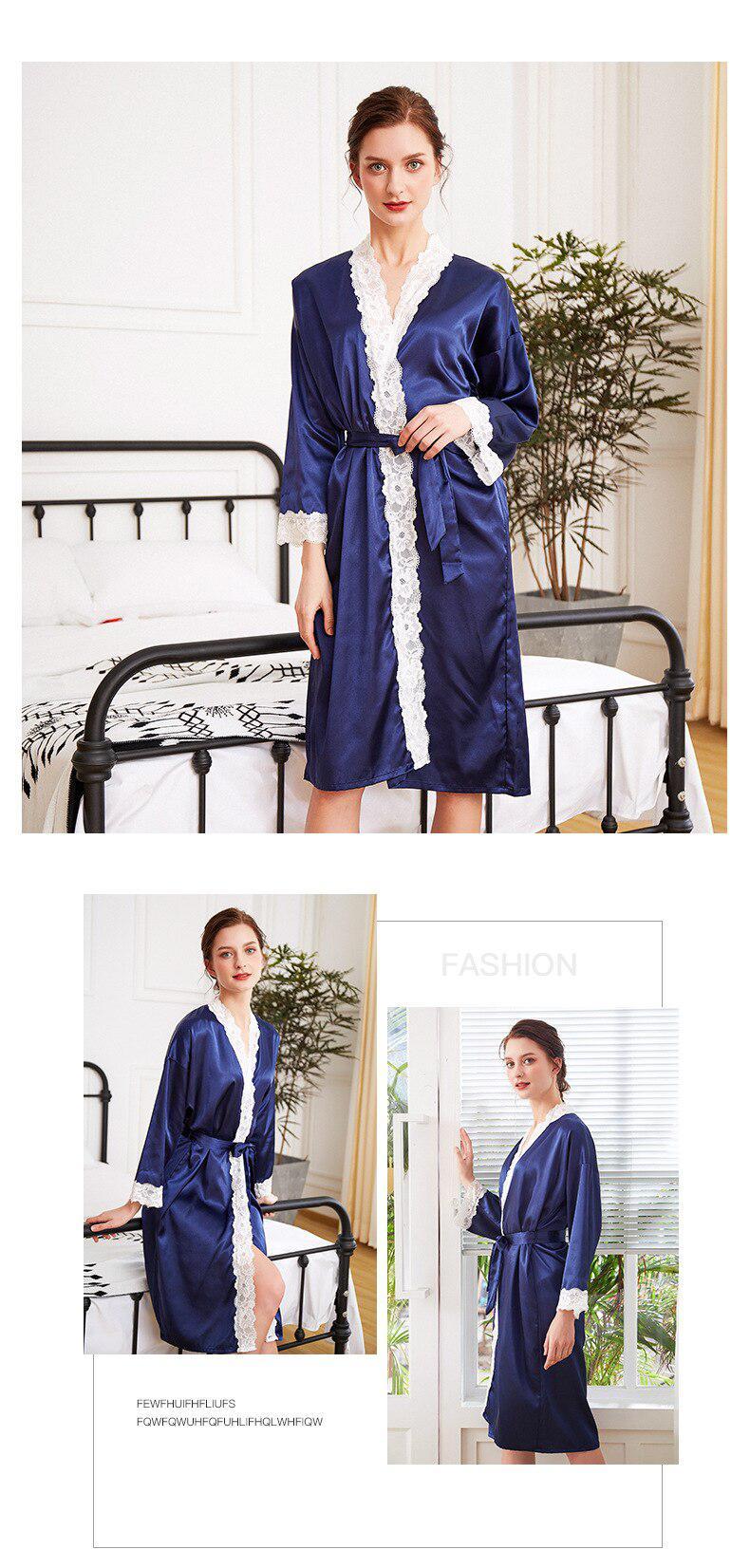 Dark Blue Satin Robe