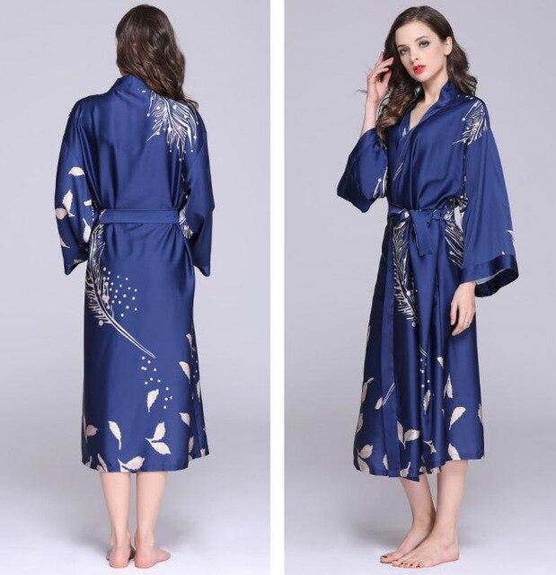 Navy Blue Satin Robe