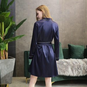 Midnight Blue Satin Robe
