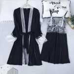 Black Satin and Lace Robe