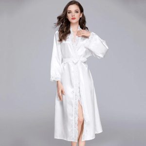 Women's White Satin Robe