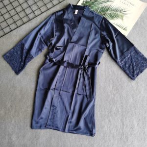 Women's Blue Satin Robe