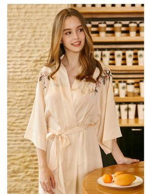 Women's Champagne Satin Robe