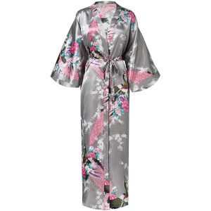 Women's Grey Satin Robe