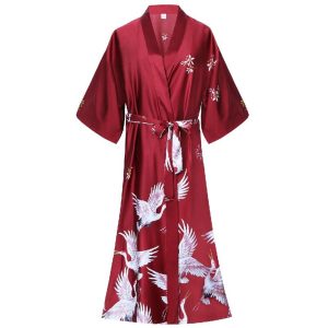 Women's Red Satin Robe