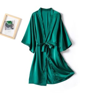 Women's Green Satin Robe