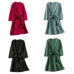 Women's Black Satin Robe