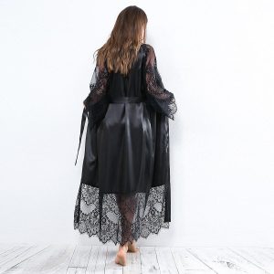 long black satin robe
