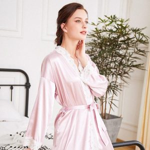 Pastel Pink Satin Robe