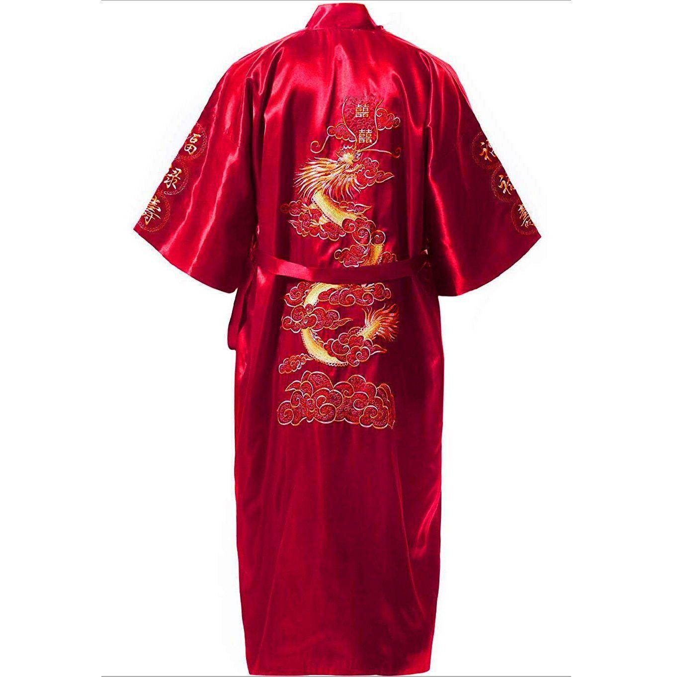 Women's Japanese Red Satin Robe