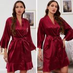 Bright Red Satin Robe