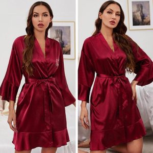 Bright Red Satin Robe