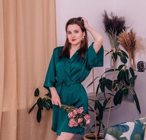 Emerald green bathrobe