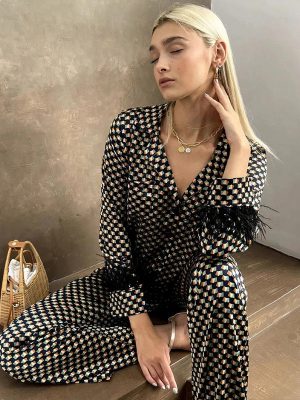 Satin Black Polka Dot Pajama Set
