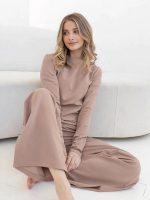 "Brown" Asymmetric Long-Sleeve Pajamas