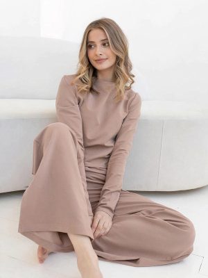 "Brown" Asymmetric Long-Sleeve Pajamas