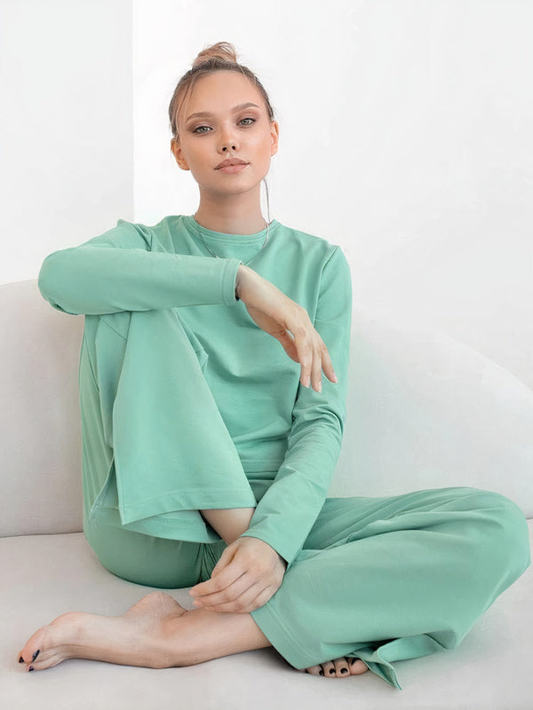 "Green" Asymmetric Long-Sleeve Pajamas