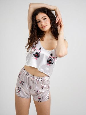 Women's "Bulldog" Satin Pajamas