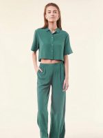 Crop Top Pajamas & Wide Leg Pants