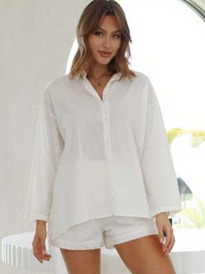 Pajamas Oversized Shirt and Shorts "White"