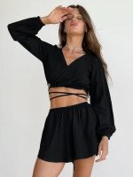 Women's Criss-Cross Pajamas "Black"