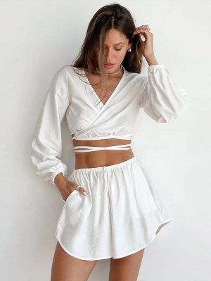 Women's Criss-Cross Pajamas "White"