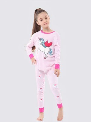 "Scarlet-Winged Unicorn" Girls' Pajamas
