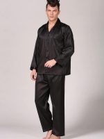 Men's Striped Satin Pajamas "Black"