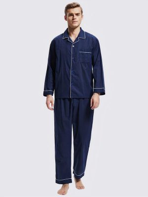 Men's "Navy Blue" Notch-Collar Pajamas