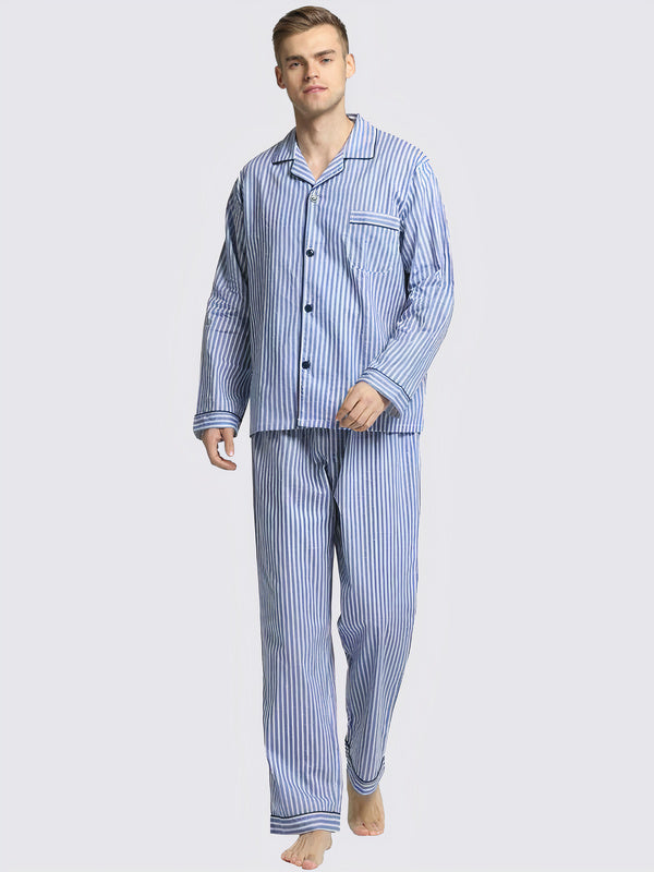 Men's "Sky Blue" Notch-Collar Pajamas