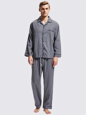 Men's "Grey" Notch-Collar Pajamas