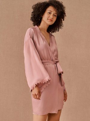 Women's Satin Wide-Sleeve Robe "Pink Kimono"